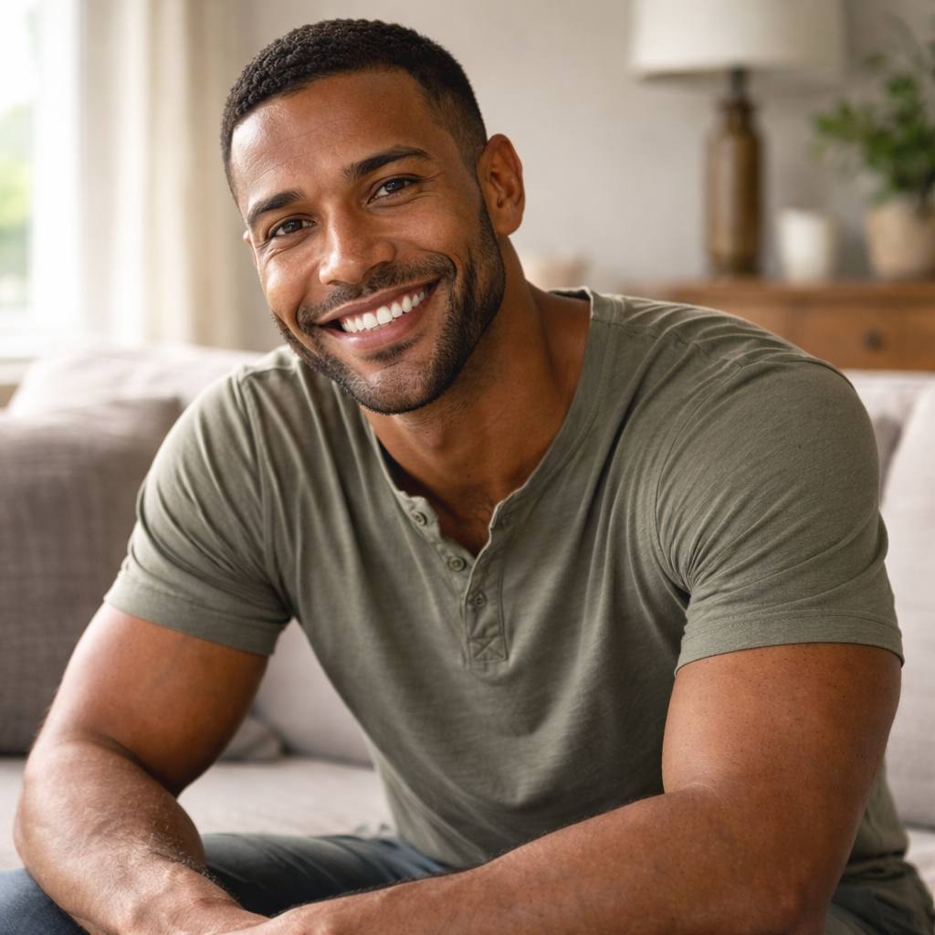 Confident gay man relaxed and prepared after following the guide
