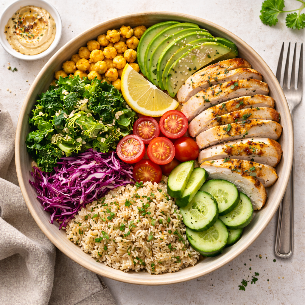 Healthy meal supporting gut health and preparation
