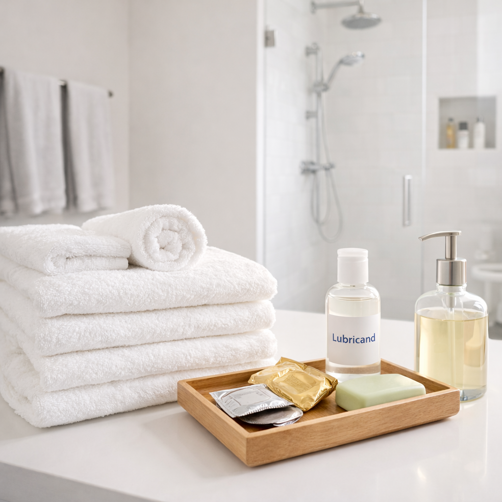 Clean bathroom setup for safe douching routine